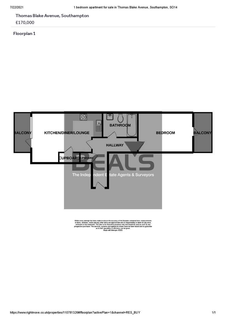 1 bedroom flat for sale - floorplan