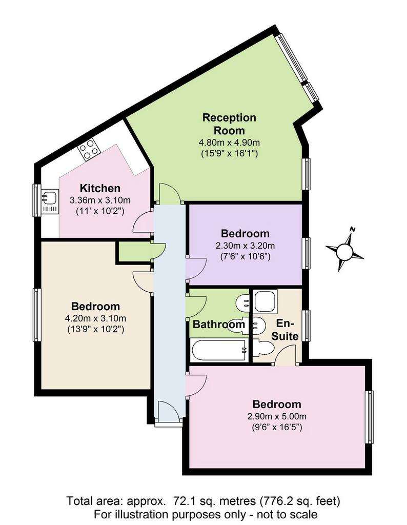 3 bedroom flat to rent - floorplan