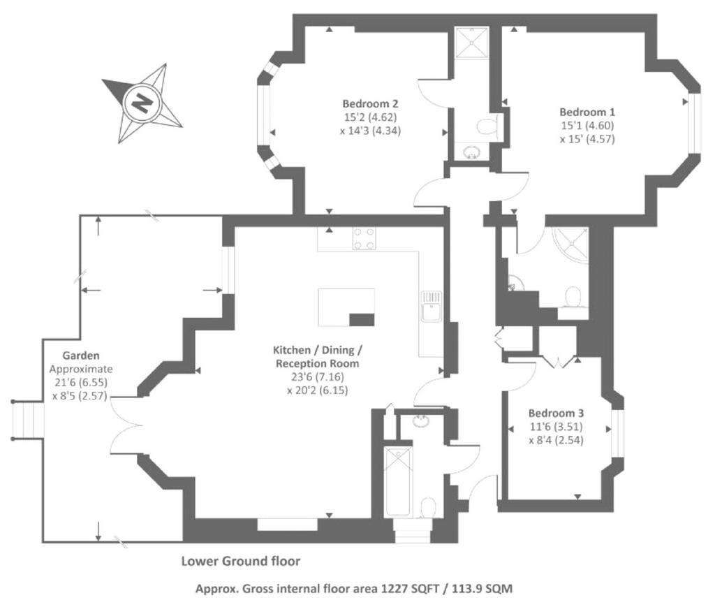 3 bedroom flat to rent - floorplan