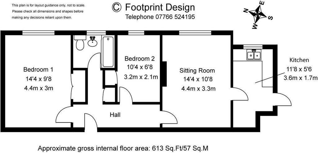 2 bedroom flat to rent - floorplan