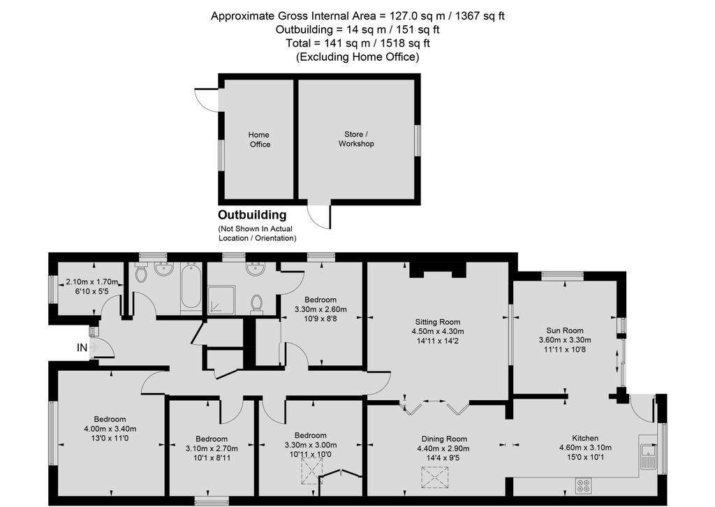 4 bedroom semi-detached bungalow to rent - floorplan