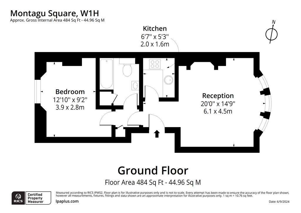 1 bedroom flat to rent - floorplan