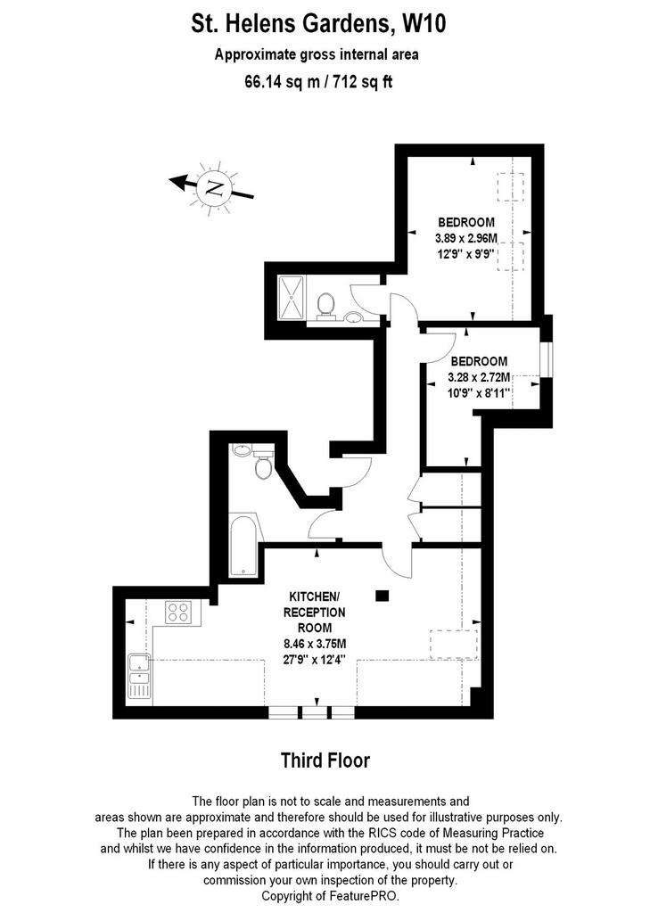 2 bedroom flat to rent - floorplan