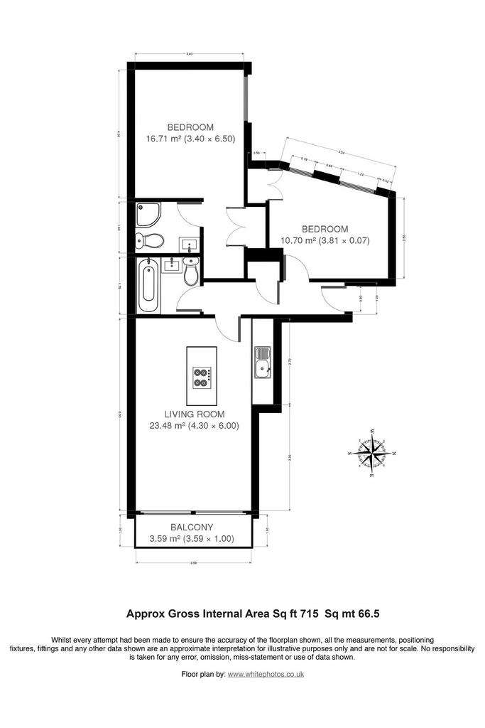 2 bedroom flat to rent - floorplan