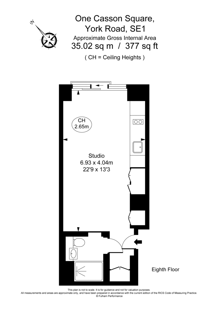 Studio flat to rent - floorplan