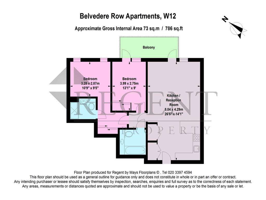 2 bedroom flat to rent - floorplan