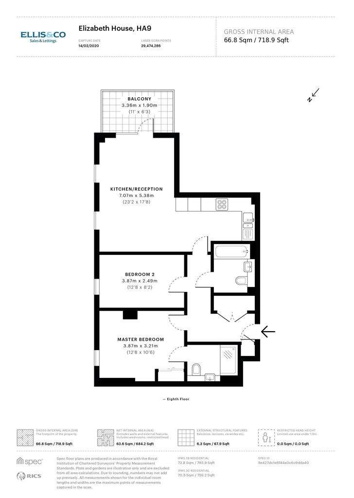 2 bedroom flat to rent - floorplan