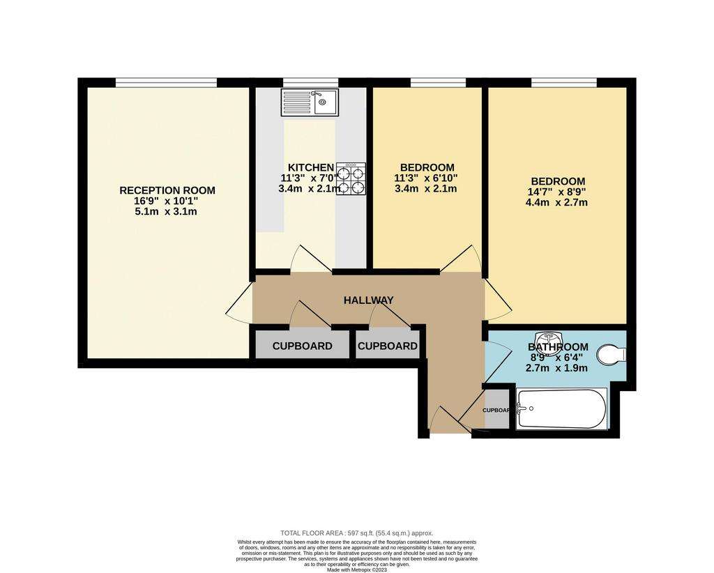 2 bedroom flat to rent - floorplan