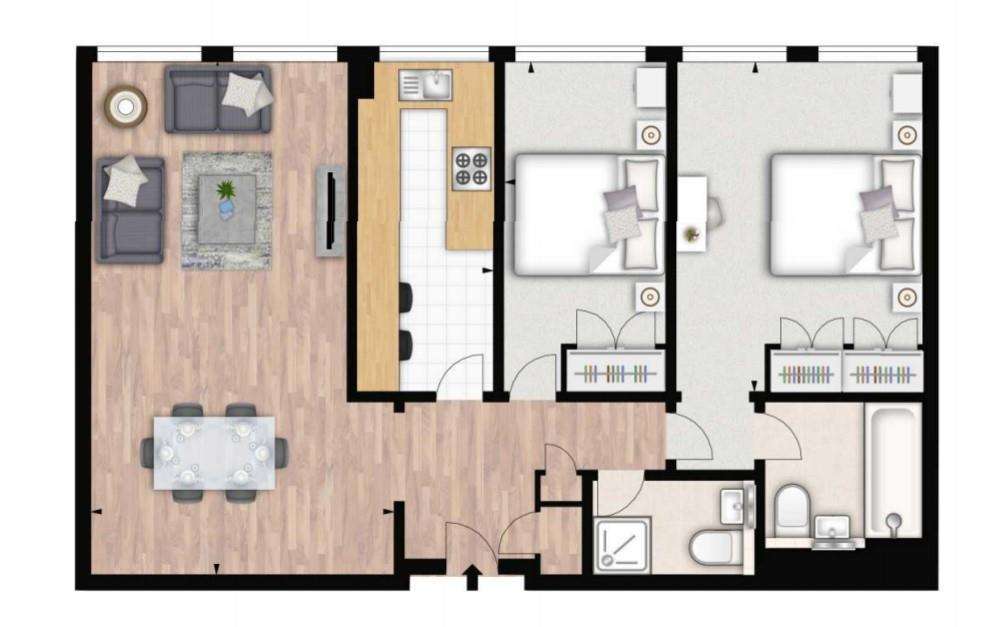 2 bedroom flat to rent - floorplan