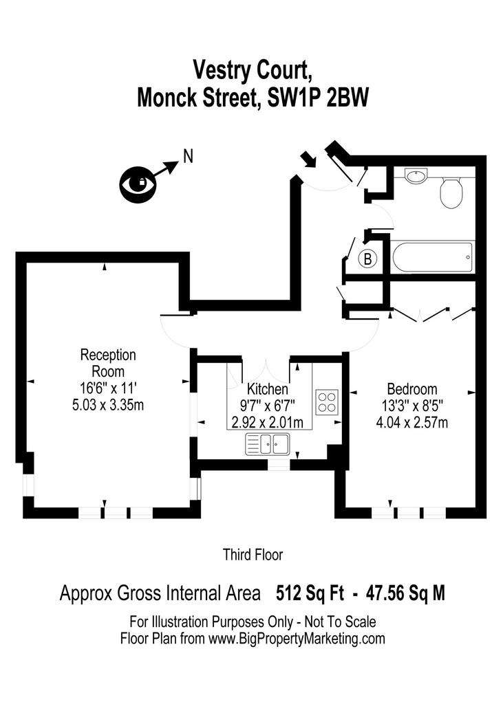 1 bedroom flat to rent - floorplan