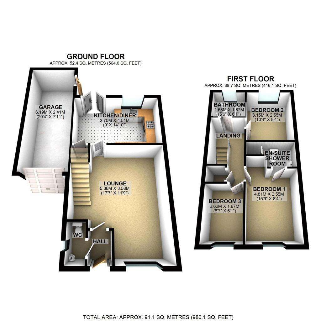 3 bedroom semi-detached house to rent - floorplan