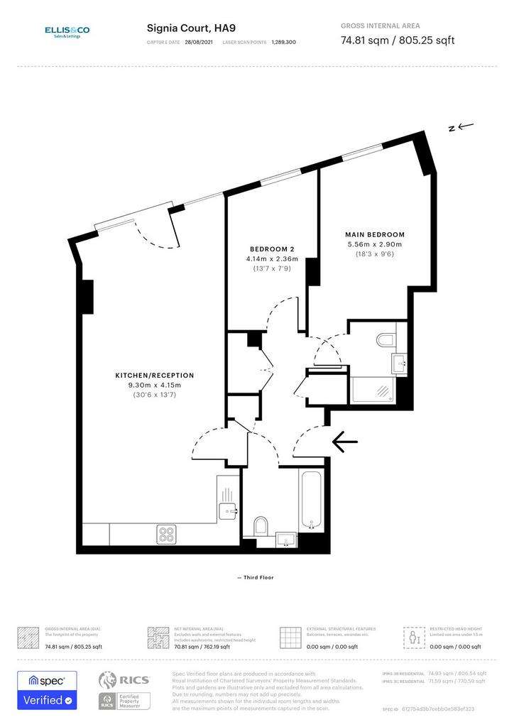 2 bedroom flat to rent - floorplan