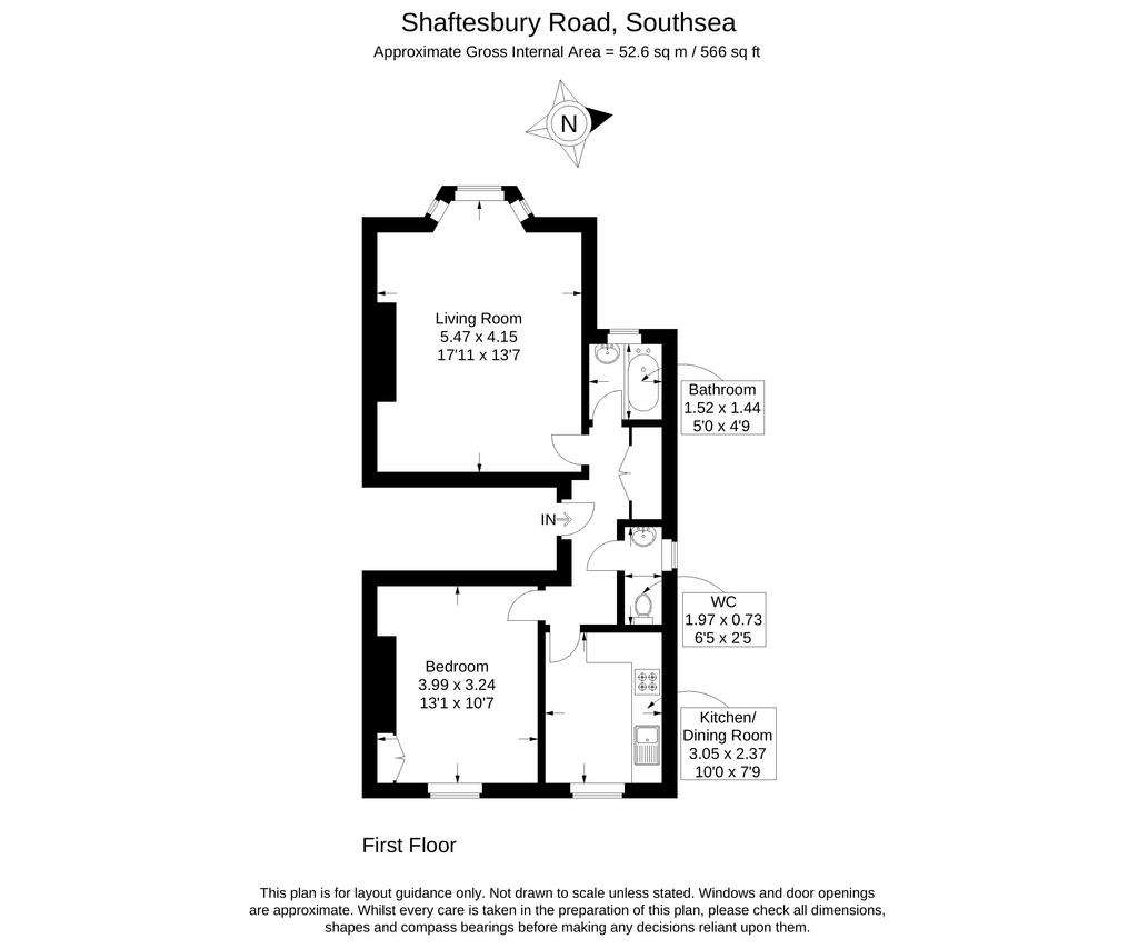 1 bedroom flat to rent - floorplan