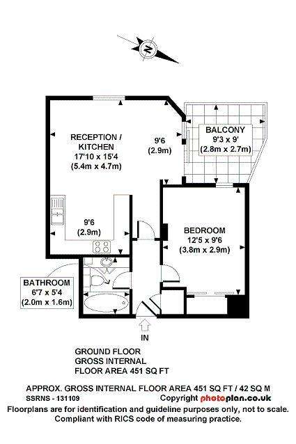 1 bedroom flat to rent - floorplan