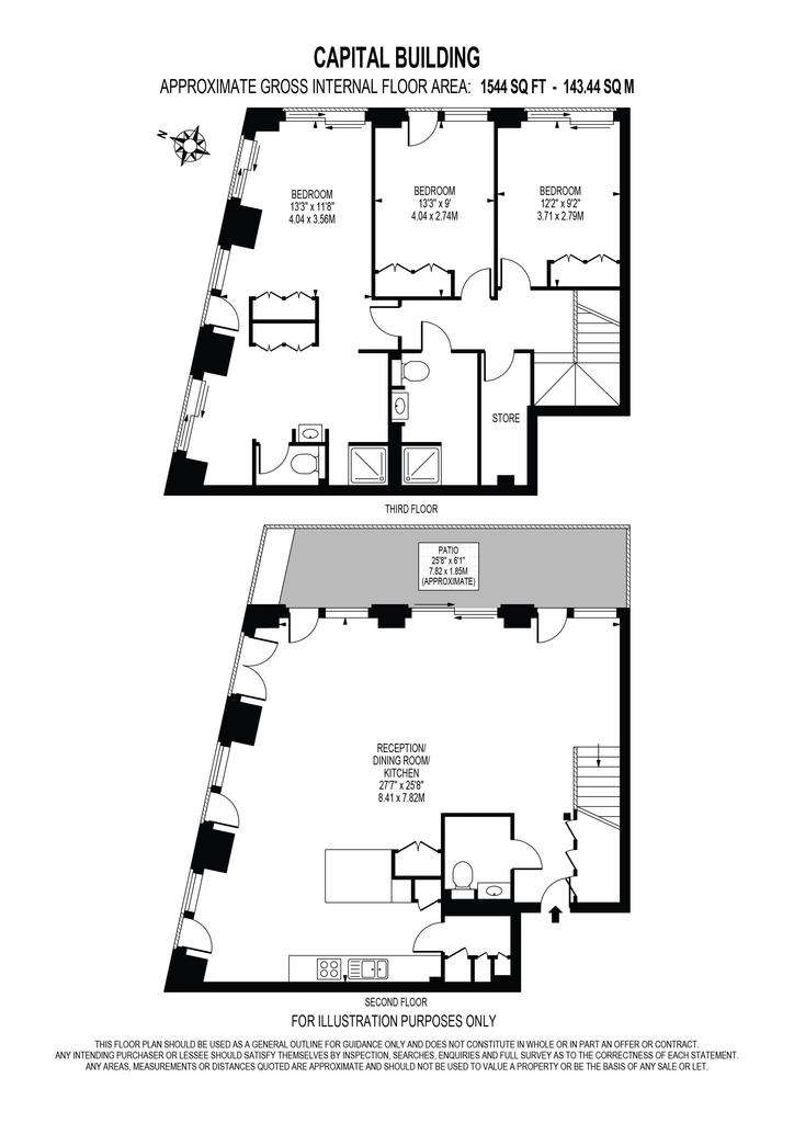 3 bedroom flat to rent - floorplan