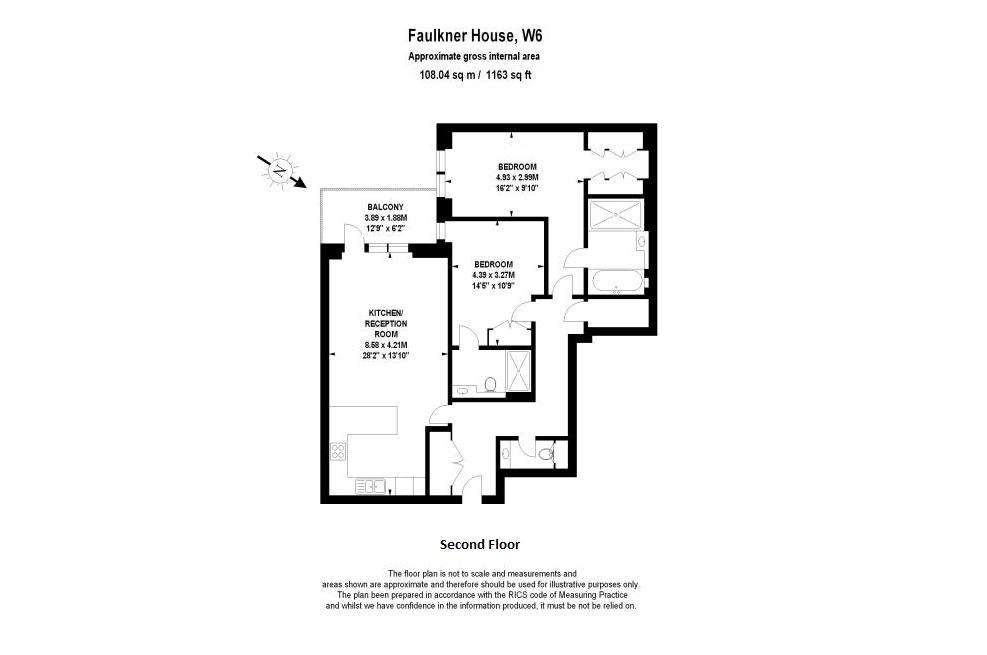 2 bedroom flat to rent - floorplan