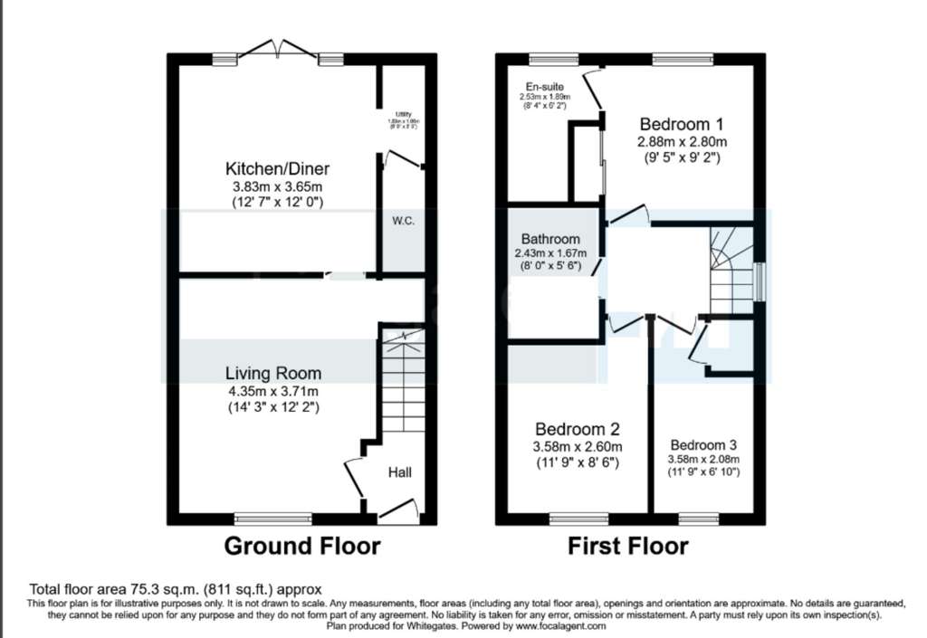 3 bedroom semi-detached house to rent - floorplan