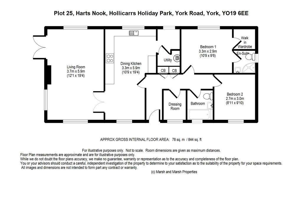 2 bedroom holiday park home for sale - floorplan
