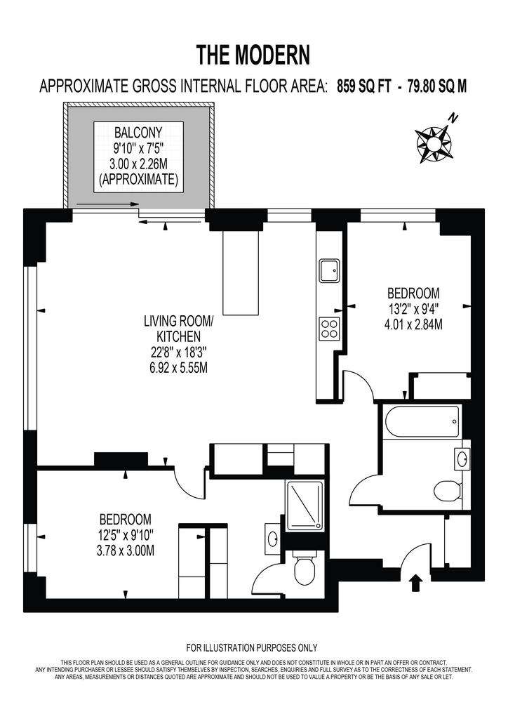 2 bedroom flat to rent - floorplan