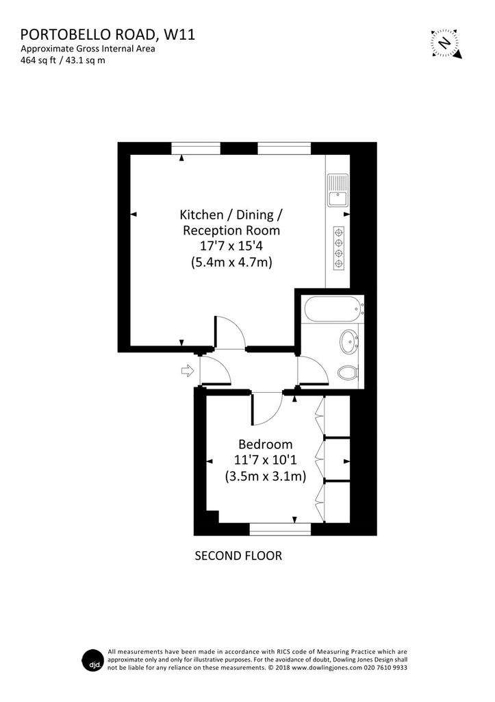 1 bedroom flat to rent - floorplan