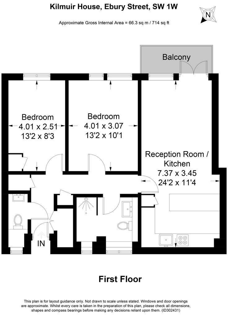 2 bedroom flat to rent - floorplan