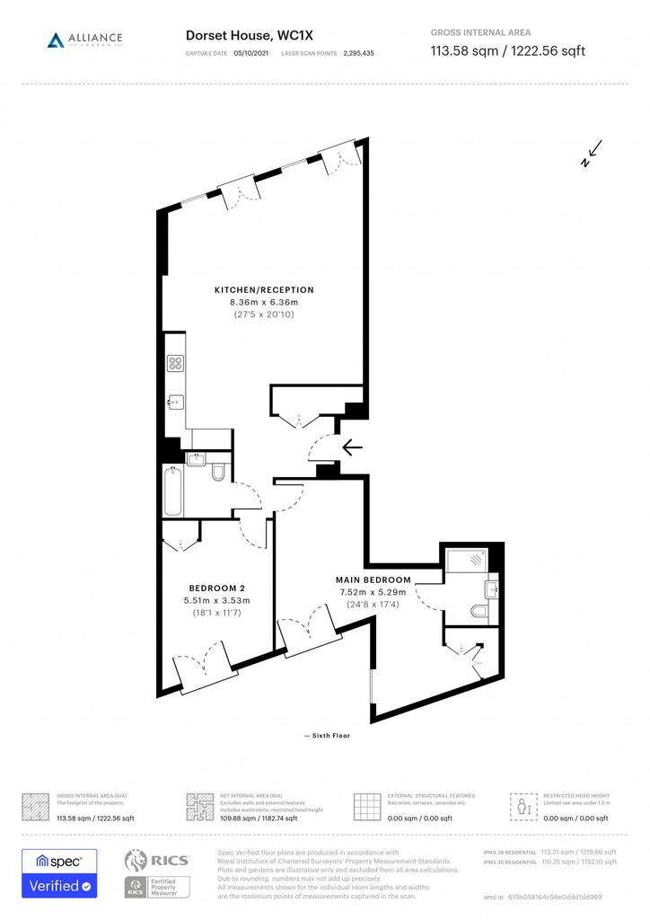 2 bedroom flat to rent - floorplan