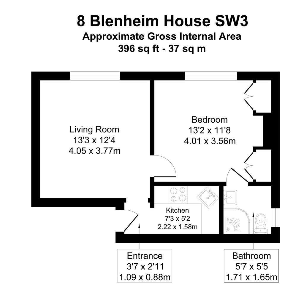 1 bedroom flat to rent - floorplan