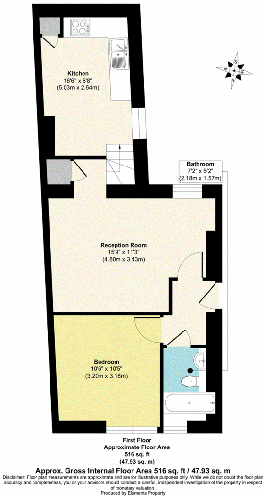 1 bedroom flat to rent - floorplan