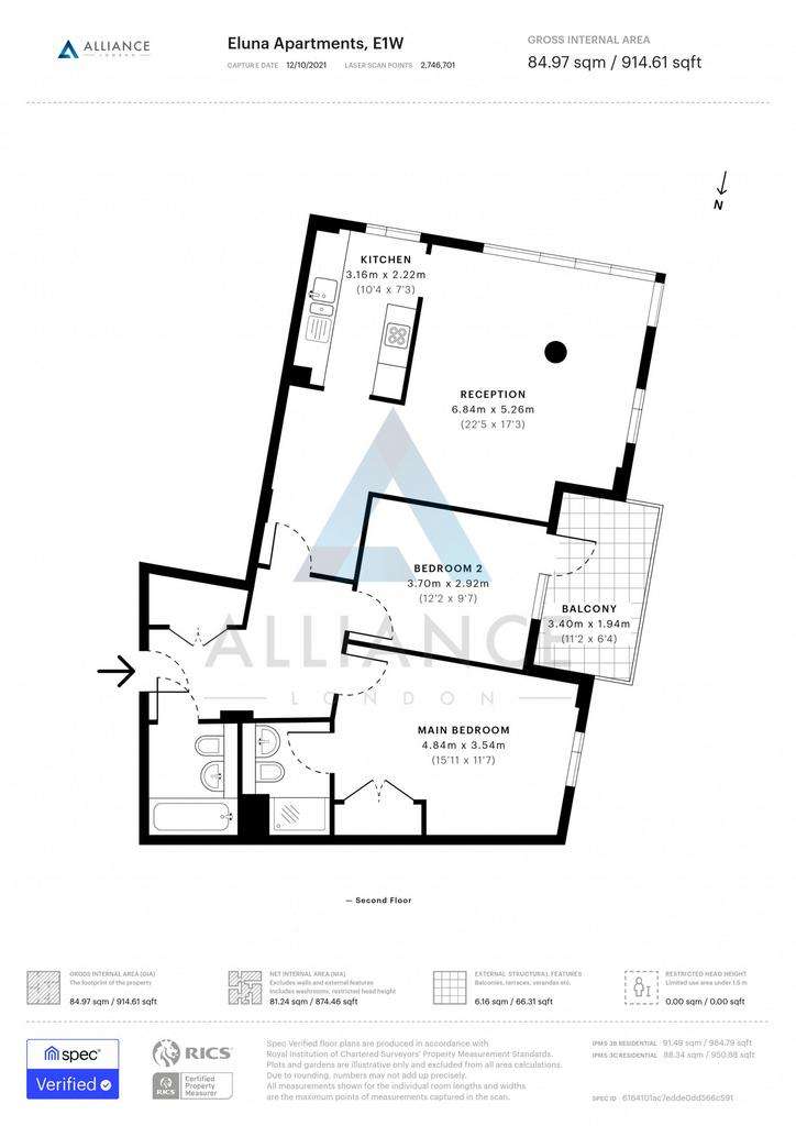 2 bedroom flat to rent - floorplan