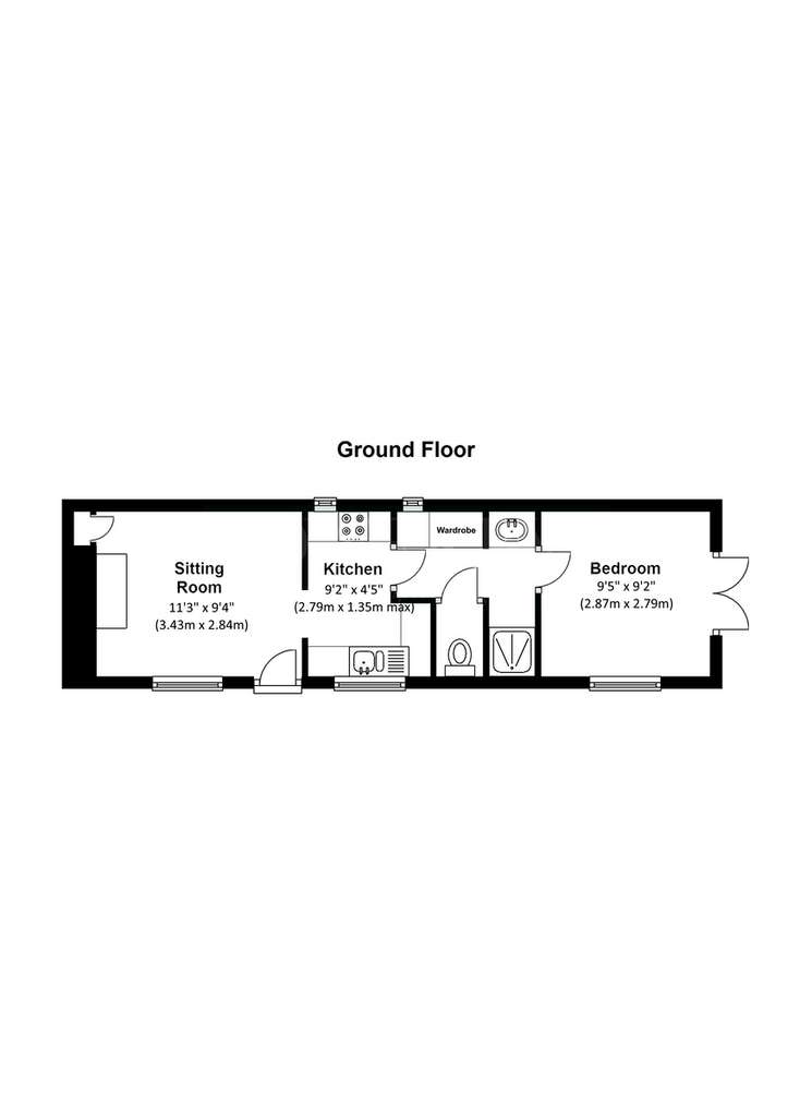 1 bedroom cottage for sale - floorplan