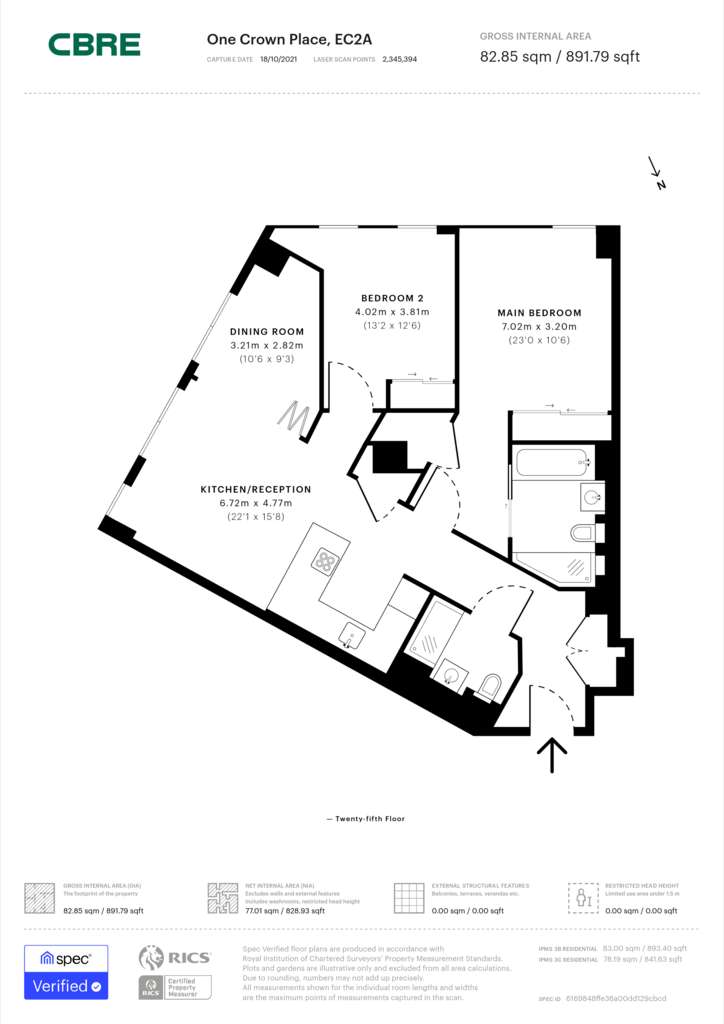 2 bedroom flat to rent - floorplan