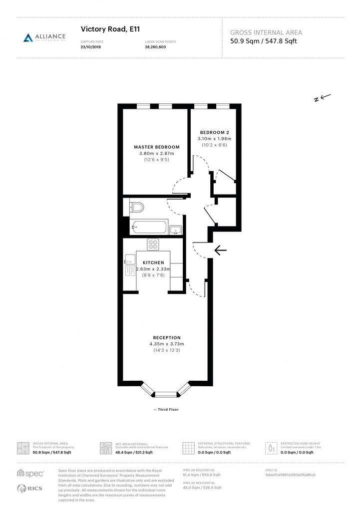 2 bedroom flat to rent - floorplan