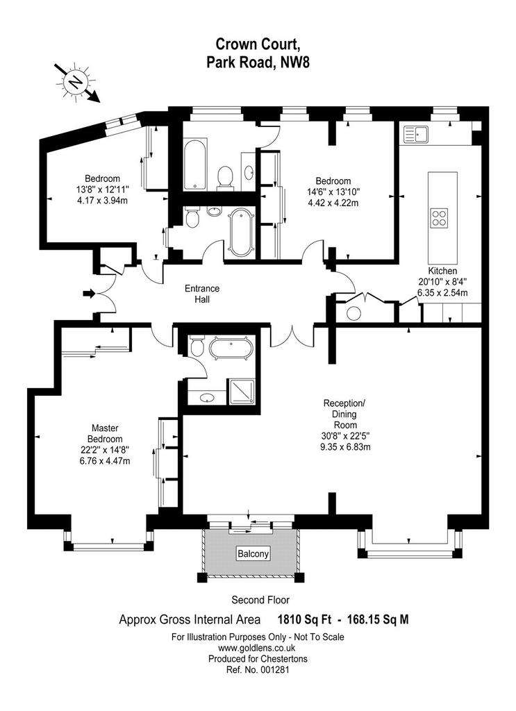 3 bedroom flat to rent - floorplan