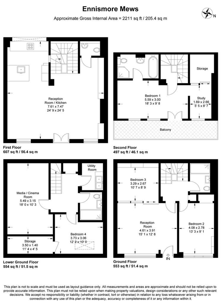 4 bedroom mews house to rent - floorplan