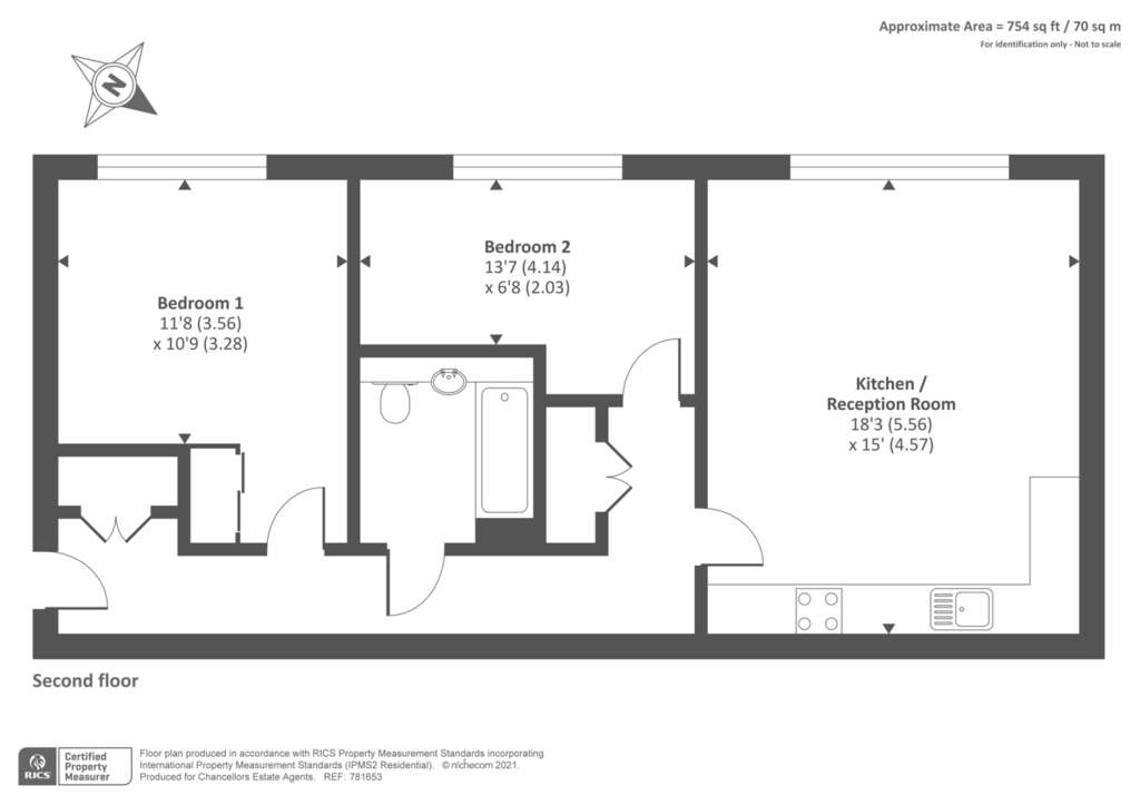 2 bedroom flat to rent - floorplan