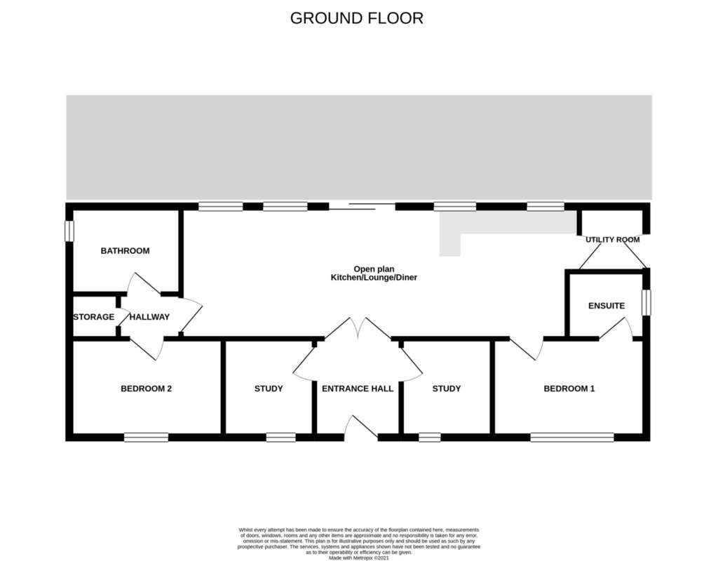 2 bedroom detached bungalow to rent - floorplan