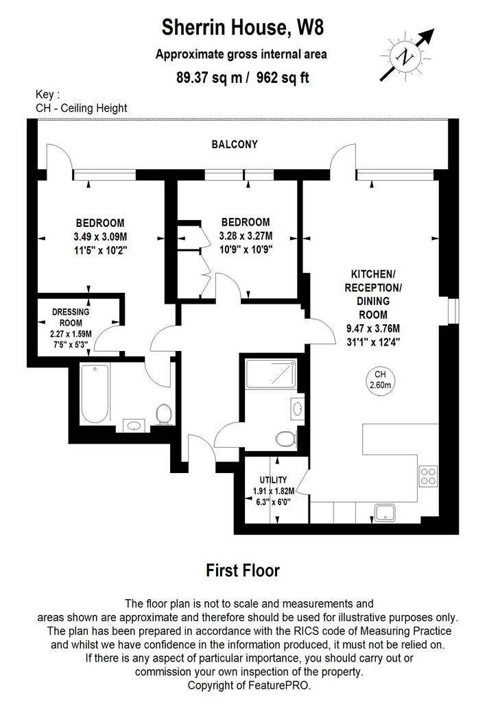 2 bedroom flat to rent - floorplan