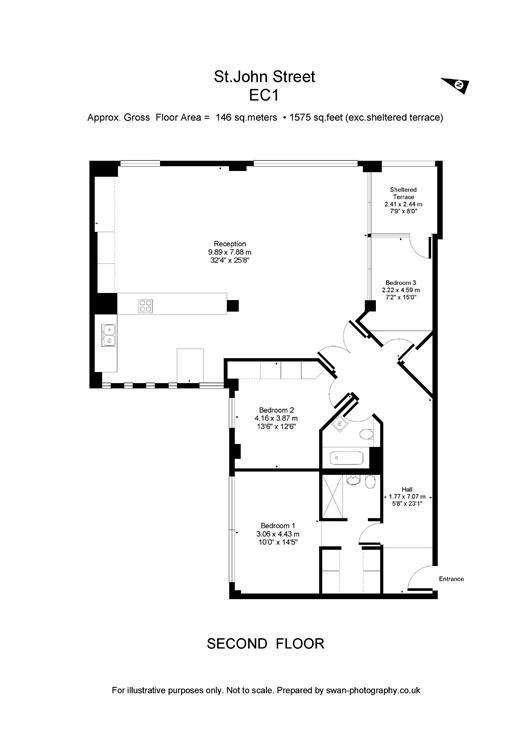 3 bedroom flat to rent - floorplan