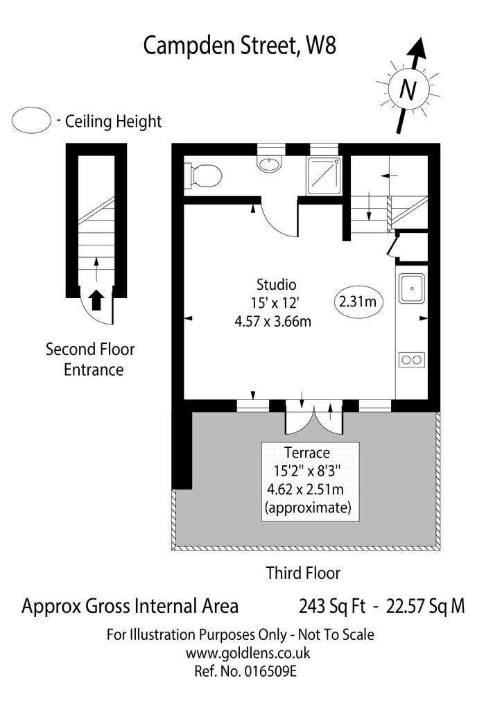 Studio flat to rent - floorplan