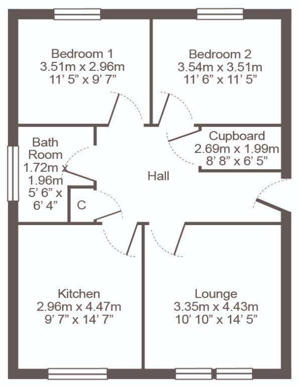 2 bedroom flat to rent - floorplan