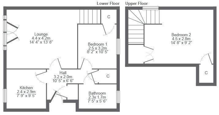 2 bedroom flat to rent - floorplan