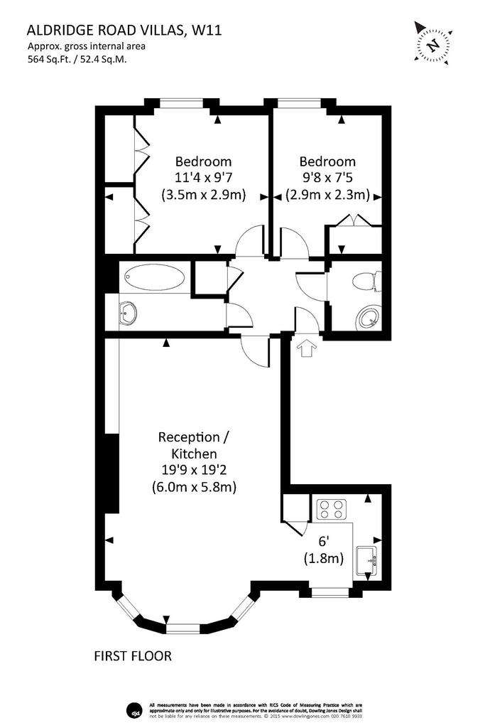 2 bedroom flat to rent - floorplan