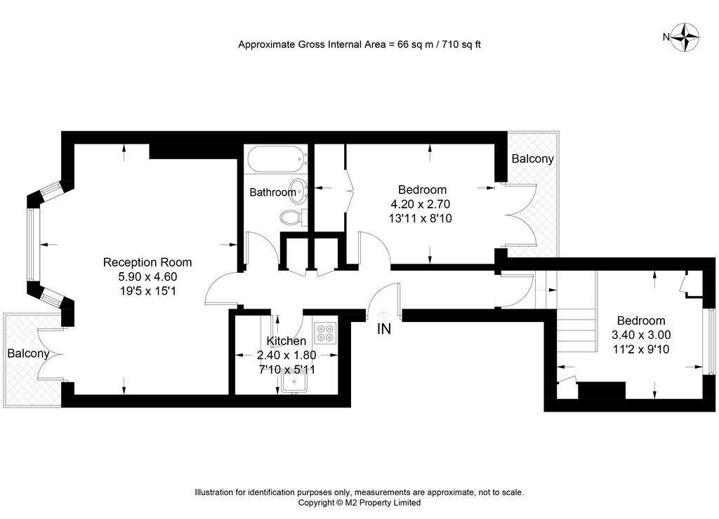 2 bedroom flat to rent - floorplan