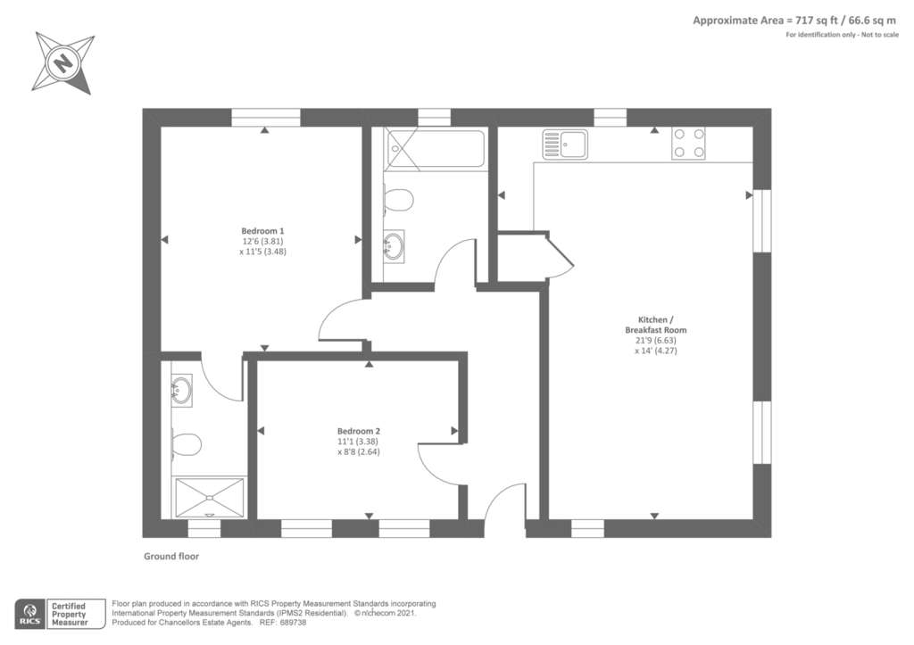 2 bedroom bungalow to rent - floorplan