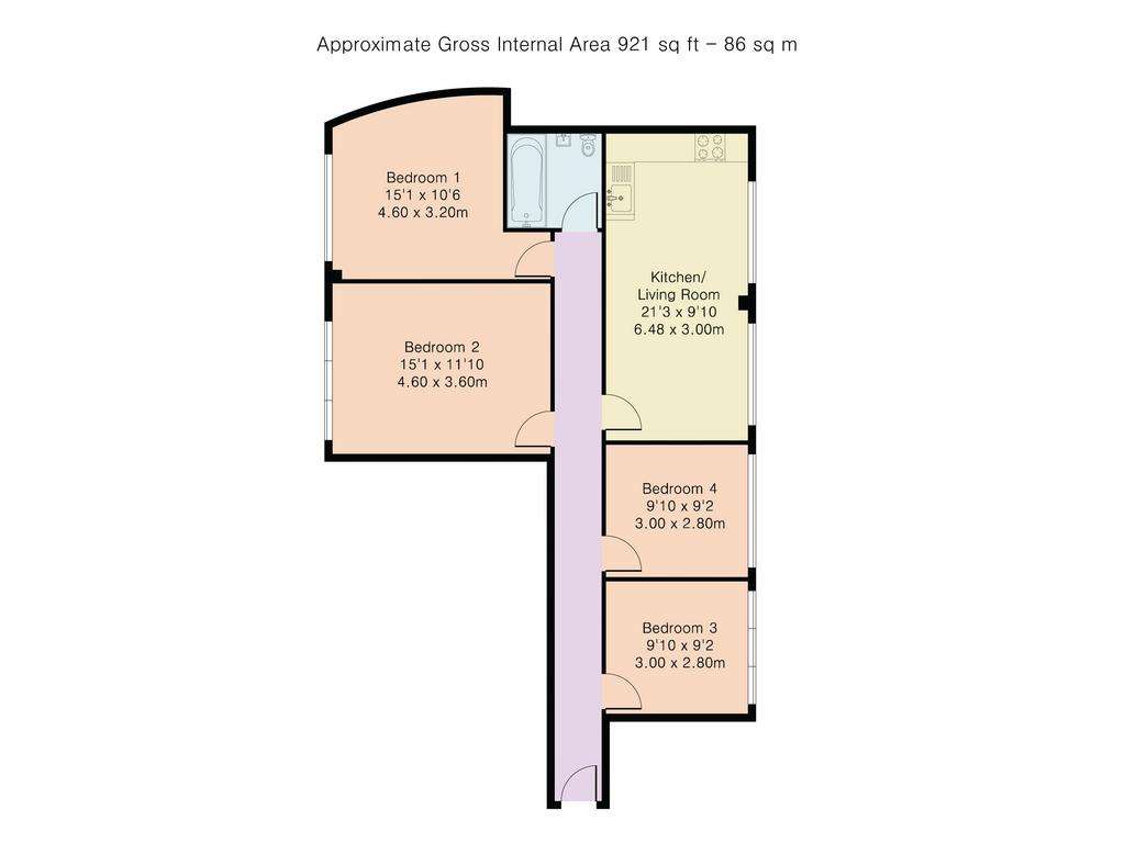 4 bedroom flat to rent - floorplan