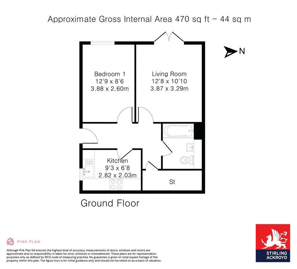 1 bedroom flat to rent - floorplan