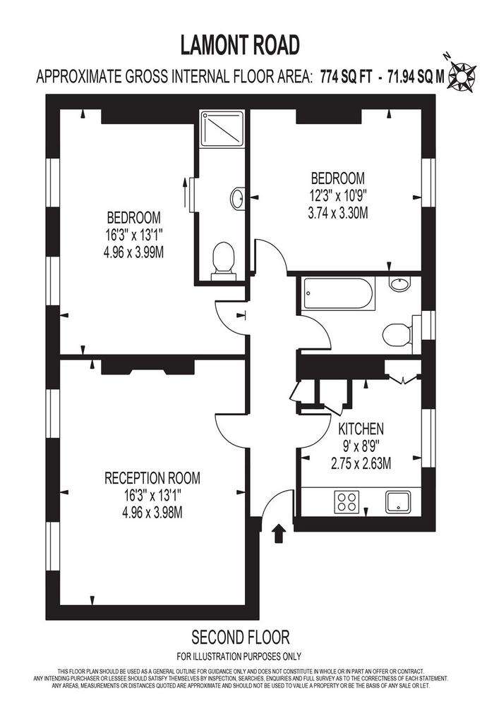 2 bedroom flat to rent - floorplan