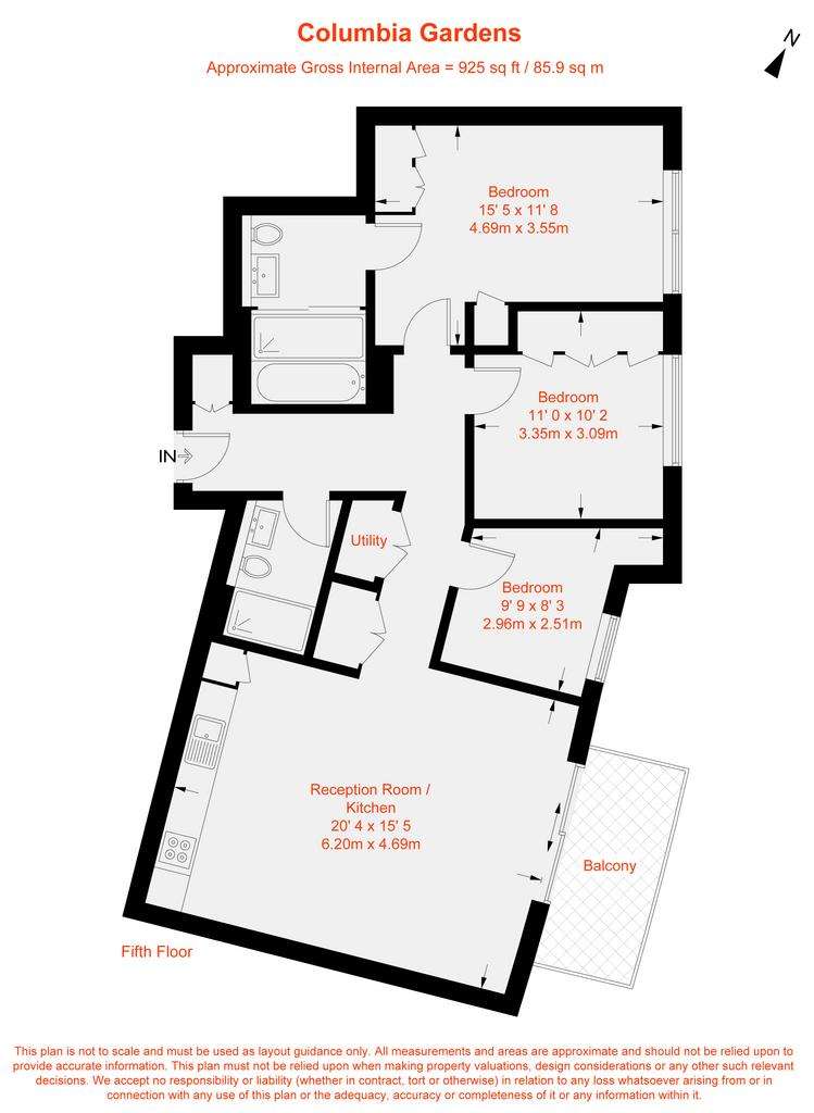 3 bedroom flat to rent - floorplan