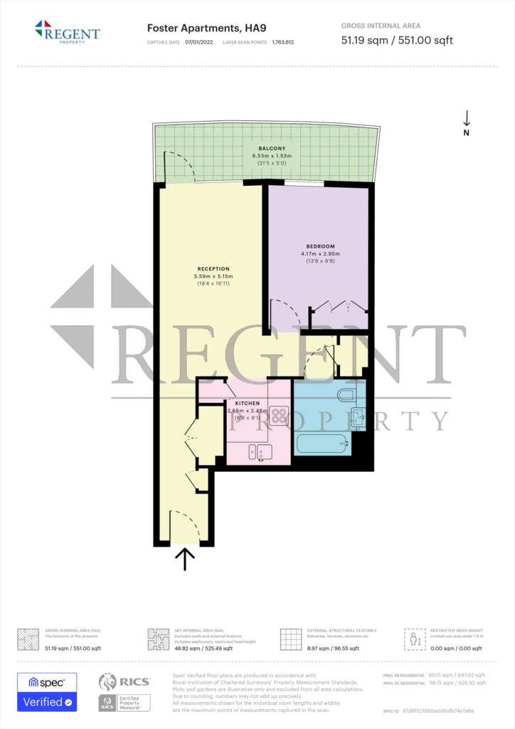 1 bedroom flat to rent - floorplan