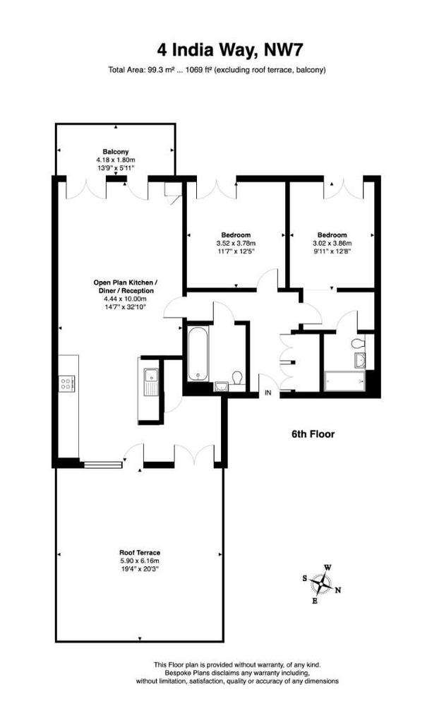 2 bedroom flat to rent - floorplan